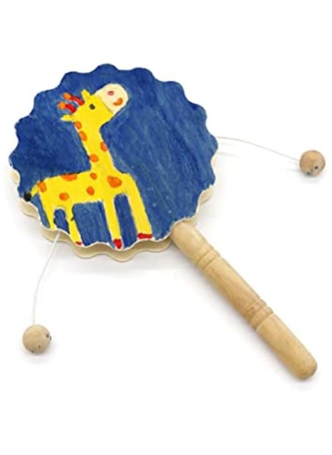 Generic 4pcs Painting Rattle Montessori Wooden Rattle Wooden Handle Drum Unfinished Wood Crafts Ornaments for Brain Monkey Ornament Unpainted Rattle-Drum Unfinished Rattle-Drum  - Image 3