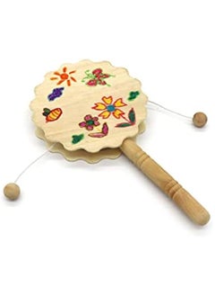 Generic 4pcs Painting Rattle Montessori Wooden Rattle Wooden Handle Drum Unfinished Wood Crafts Ornaments for Brain Monkey Ornament Unpainted Rattle-Drum Unfinished Rattle-Drum  - Image 4