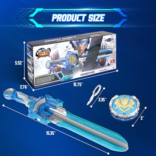 INFINITY NADO Battling Toys, Spinning Top and Sword Launcher Battle Set Toys for Kids, Battle Brust Sword Top Toys for 5 6 7 8 9 10 11 12 Year Old Boys, Gale Wings - Image 5