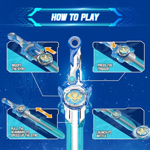 INFINITY NADO Battling Toys, Spinning Top and Sword Launcher Battle Set Toys for Kids, Battle Brust Sword Top Toys for 5 6 7 8 9 10 11 12 Year Old Boys, Gale Wings - Image 3