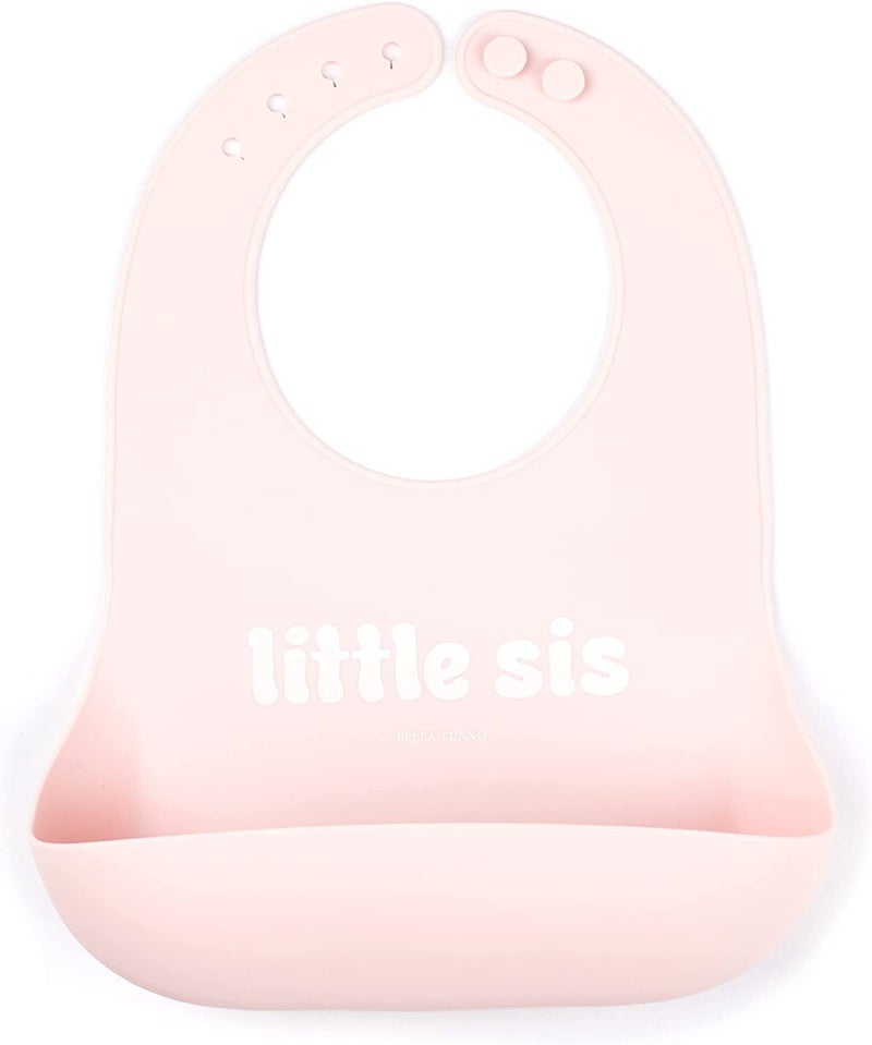 Bella Tunno Wonder Bib - Adjustable Silicone Baby Bibs for Girls, Durable and Waterproof BPA Free Silicone, Little Sis, One Size, (WB234) - Image 1