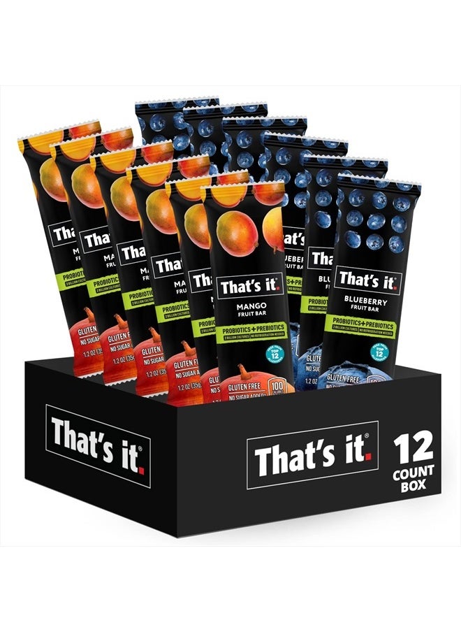That's it. - Mango+Blueberry Variety Probiotic Fruit Bar - Immunity Booster & Support Active Cultures to Promote Healthy Gut & Digestion 100% All Natural 2 Ingredients Whole 30 Compliant, Paleo, Allerge - Image 1