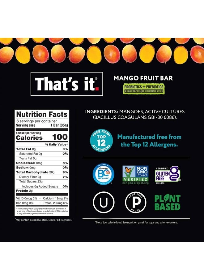 That's it. - Mango+Blueberry Variety Probiotic Fruit Bar - Immunity Booster & Support Active Cultures to Promote Healthy Gut & Digestion 100% All Natural 2 Ingredients Whole 30 Compliant, Paleo, Allerge - Image 1