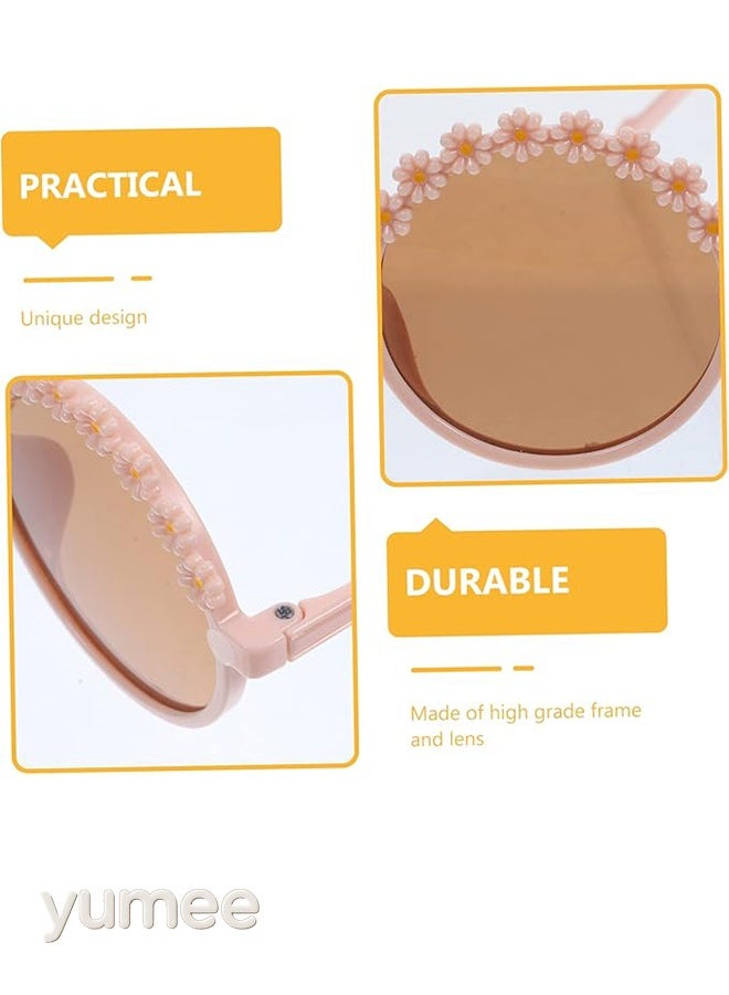 yumee Kids Flower Sunglasses & Baby Girl Headbands Set – 2 Stretchable, Easy-to-Clean Headbands & 2 Trendy Round Sunglasses for Stylish Summer Looks and Comfortable All-Day Wear - Image 5