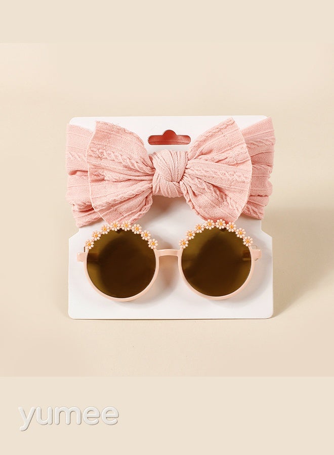 yumee Kids Flower Sunglasses & Baby Girl Headbands Set – 2 Stretchable, Easy-to-Clean Headbands & 2 Trendy Round Sunglasses for Stylish Summer Looks and Comfortable All-Day Wear - Image 3