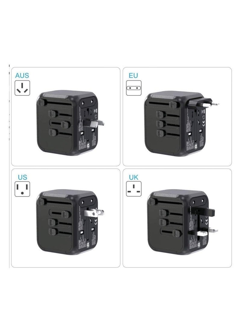 Gravity Universal Travel Adapter Plug with 3 USB & 1 Type-C Port,Fast Wall Plug Adapter Socket with UK/EU/AU/US Plugs,Multiport Charger Plug Converter - Image 5