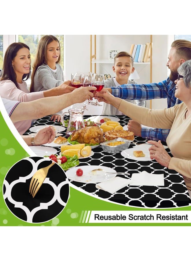 Smiry Square Table Cloth, Waterproof Vinyl Tablecloth with Flannel Backing for Square Tables, Wipeable Spillproof Plastic Tablecloths for Dining, Camping, Indoor and Outdoor (54"x54", Black) - Image 4