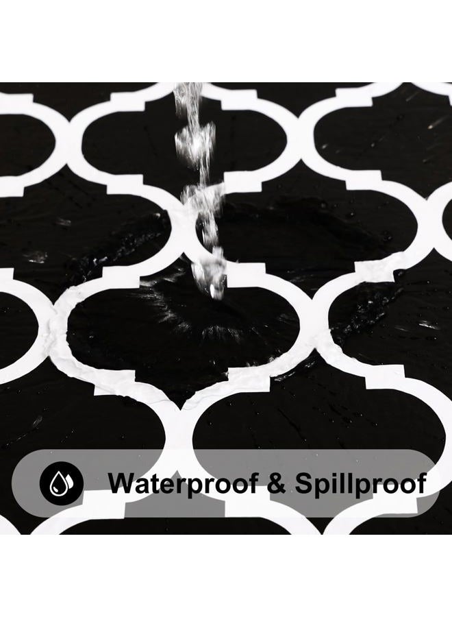 Smiry Square Table Cloth, Waterproof Vinyl Tablecloth with Flannel Backing for Square Tables, Wipeable Spillproof Plastic Tablecloths for Dining, Camping, Indoor and Outdoor (54"x54", Black) - Image 2
