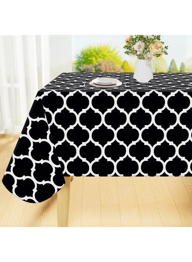 Smiry Square Table Cloth, Waterproof Vinyl Tablecloth with Flannel Backing for Square Tables, Wipeable Spillproof Plastic Tablecloths for Dining, Camping, Indoor and Outdoor (54"x54", Black) - Image 1