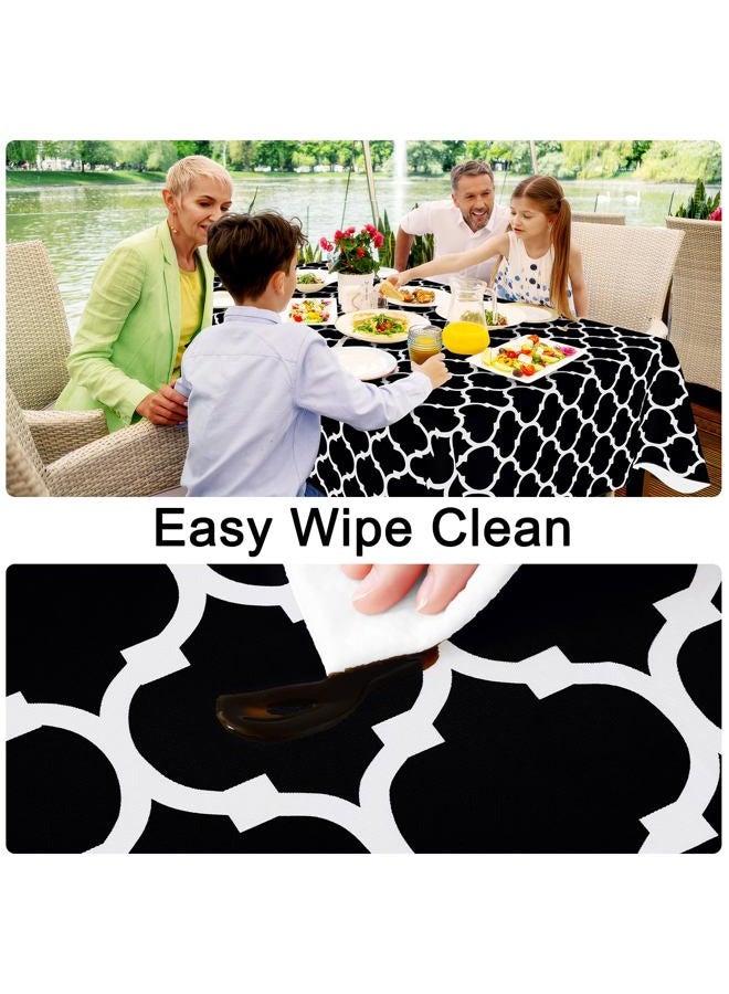 Smiry Square Table Cloth, Waterproof Vinyl Tablecloth with Flannel Backing for Square Tables, Wipeable Spillproof Plastic Tablecloths for Dining, Camping, Indoor and Outdoor (54"x54", Black) - Image 3