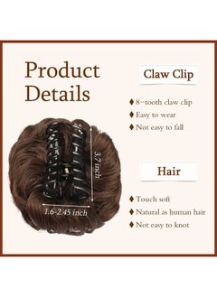 SOFEIYAN Claw Clip Messy Bun Wavy Curly Hair Piece Chignon Ponytail Hairpieces Synthetic Tousled Updo Hair Extensions Scrunchie Hairpiece for Women, Gray and White Tips  - Image 3