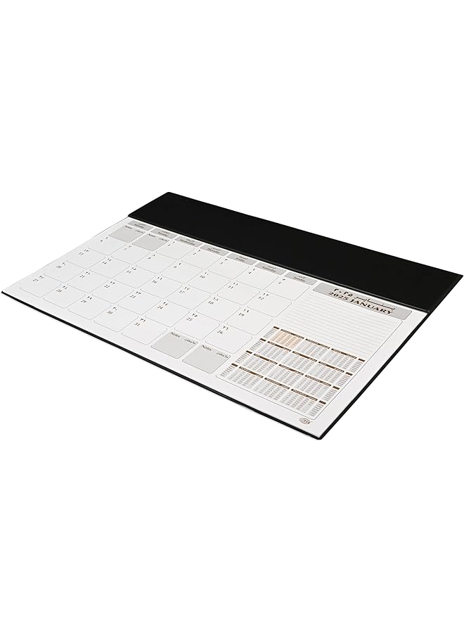 erorex 2025 Year Planner With Pvc Desk Blotter Materials 12 Sheets 1 Month Per Sheet Size 490X340Mm English Arabic White Paper Black Color Fsdk2Ae25Bk - Image 1