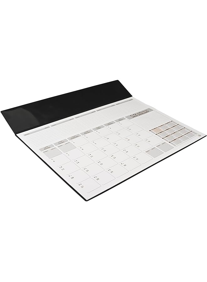 erorex 2025 Year Planner With Pvc Desk Blotter Materials 12 Sheets 1 Month Per Sheet Size 490X340Mm English Arabic White Paper Black Color Fsdk2Ae25Bk - Image 2