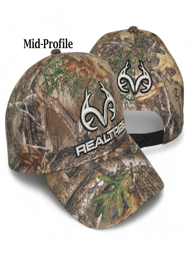 Realtree 3D Logo Camo Deer Hunting Trucker Cap Hat for Men - RT Edge - Precurved Bill Mid Profile Structured Snapback Sweatband All Canvas - Image 2