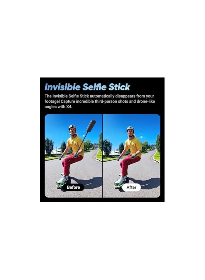Insta360 X4 Get-Set Bundle - 8K Waterproof 360 Action Camera, 4K Wide-Angle Video, Invisible Selfie Stick, Removable Lens Guards, 135 Min Battery Life, AI Editing, Stabilization - Image 2