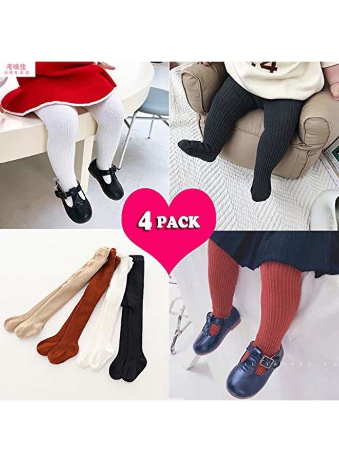 CECORC Baby Tights – Thick Toddlers Girl Leggings–Seamless Cable Knit Cotton Stockings – Infants Pantyhose 3/5 Pack…, 4 Pack (Black+white+redbrown+beige), 0-12 Months - Image 5