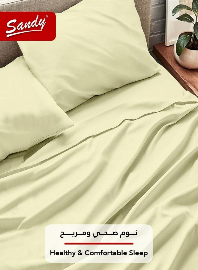 Sandy Premium Hotel Quality Flat Sheet, Fitted Sheet and Pillow Cases, Bed Sheet 4 Pieces Set, Soft & Breathable and Cooling, Full Size (205 x 243 cm & 140 x 200 +30 cm), Lemon - Image 3