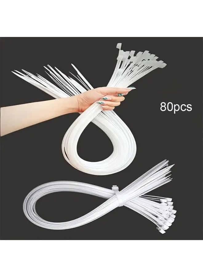 80pcs White Nylon Self Locking Cable Ties Multi Purpose Straps For Home Office Garden - Image 1