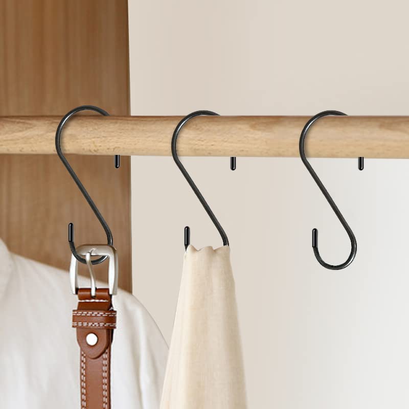 Lightique 30 Pack S Hooks, 3.54 In Matte Black Heavy Duty Metal S Hooks Can with Stand, Up to 33 lbs, For Kitchen, Office, Garden or Outdoor, Hanging Plants, Clothes, Pots, Pans, Cups, Bags, Jewelry, Towels - Image 5