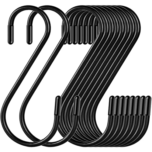 Lightique 30 Pack S Hooks, 3.54 In Matte Black Heavy Duty Metal S Hooks Can with Stand, Up to 33 lbs, For Kitchen, Office, Garden or Outdoor, Hanging Plants, Clothes, Pots, Pans, Cups, Bags, Jewelry, Towels - Image 1