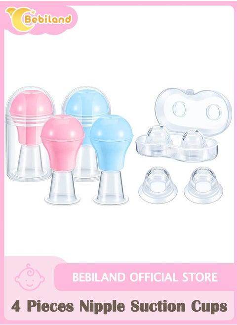 4 Pieces Nipple Suction Cups Nipple Corrector Sucker for Breastfeeding Inverted Flat Nipples Aspirator Puller