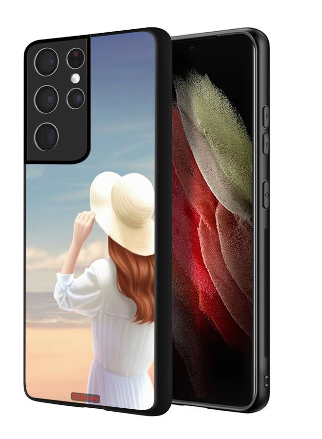 Tolwak Samsung Galaxy S21 Ultra 5G Protective Case Cover Hat Girl Standing - Image 1