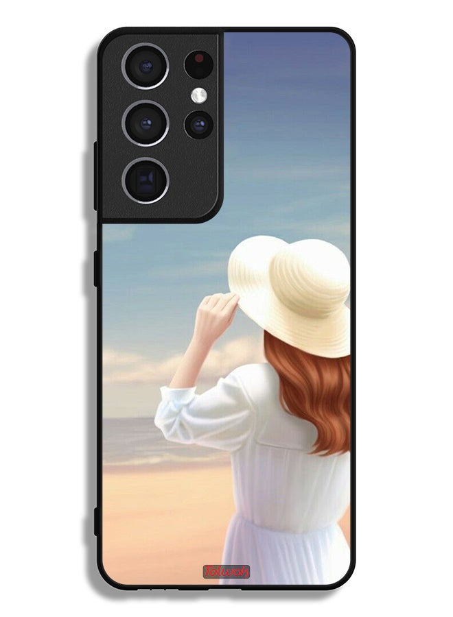 Tolwak Samsung Galaxy S21 Ultra 5G Protective Case Cover Hat Girl Standing - Image 3