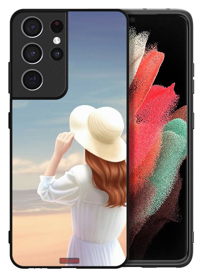 Tolwak Samsung Galaxy S21 Ultra 5G Protective Case Cover Hat Girl Standing - Image 2