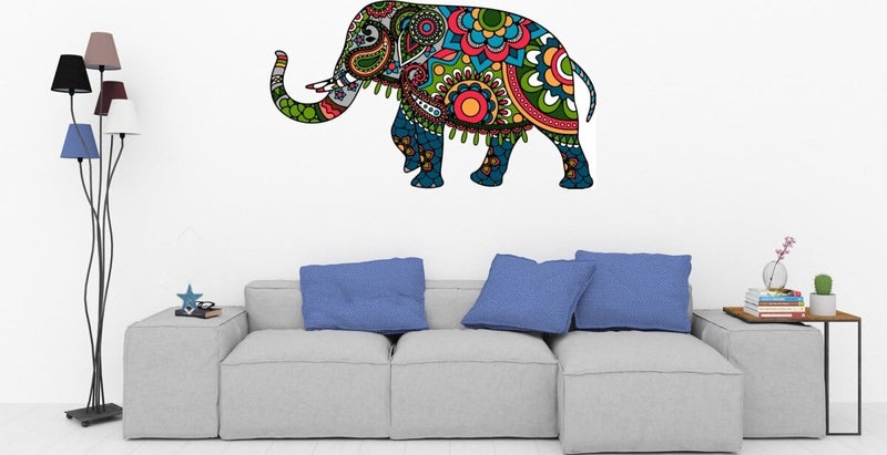 Kt Grup Kt Decoration Special Design Mandala Elephant Wall Sticker
