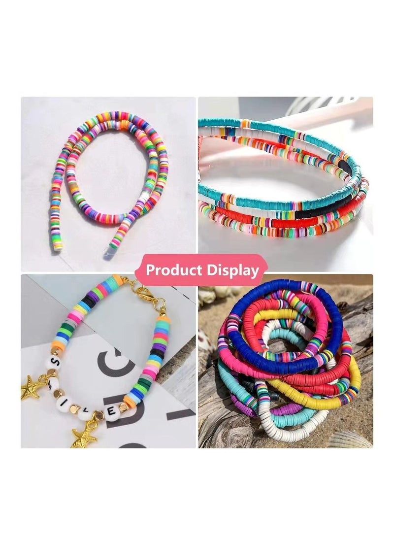 Flat Round Clay Beads for Bracelet Making Kit, Spacer Beads Kit for DIY Jewelry Making, 6mm Disc Flat Beads for Beads Necklace Making Kit