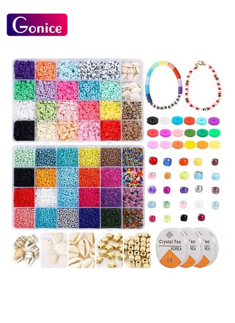 Flat Round Clay Beads for Bracelet Making Kit, Spacer Beads Kit for DIY Jewelry Making, 6mm Disc Flat Beads for Beads Necklace Making Kit