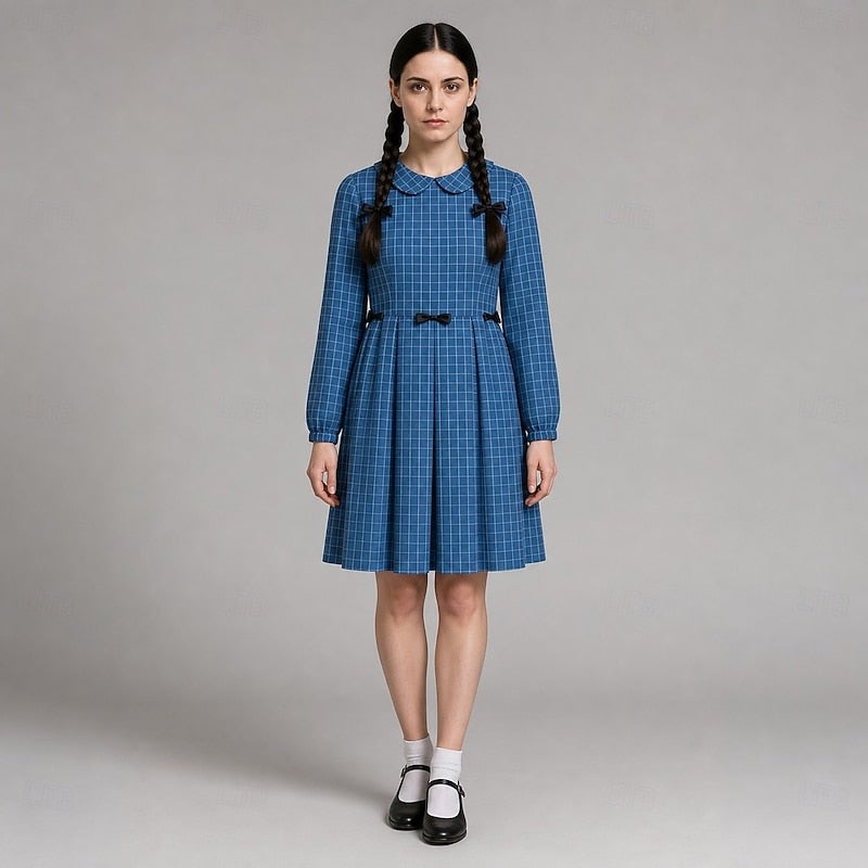 Bluejw Halloween Dress Cosplay Costume Creepy Retro Schoolgirl Bad Seed Orphan Spooky Horror Movie Adults' Women's Halloween Carnival Party Performance Easy Halloween Costumes Dress Up - Image 1