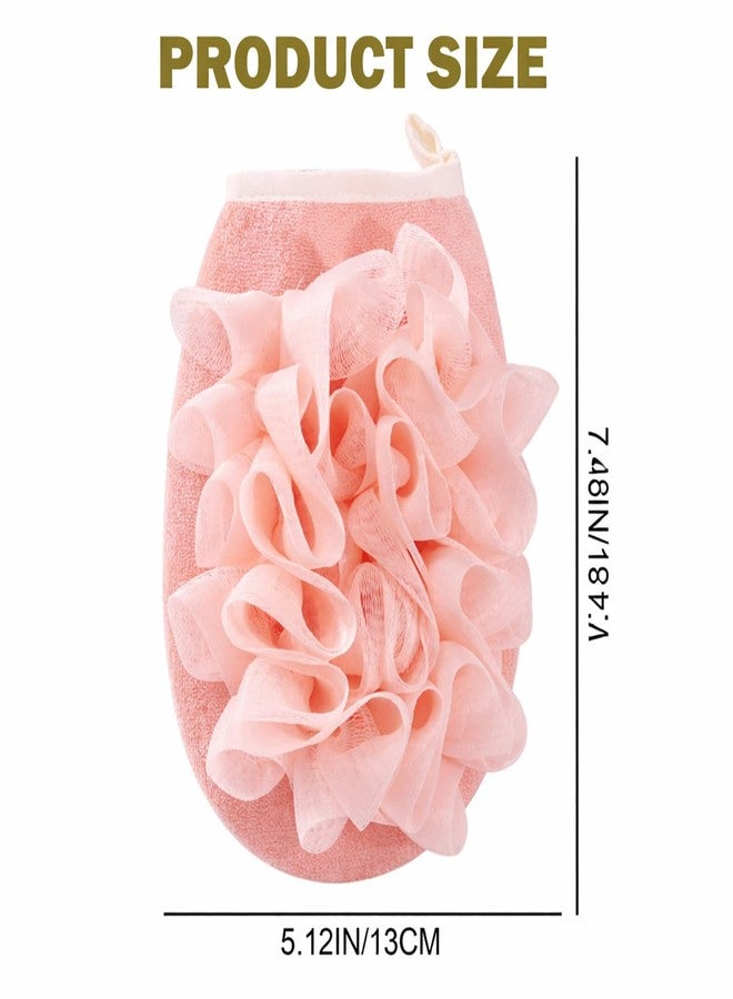 SYGA 2-in-1 Skin-Friendly Bath Towel Flower Scrub Gloves Foaming Clean Bath Sponge Double-Sided Bath Tub Body Shower Scrub (Pink) - Image 2