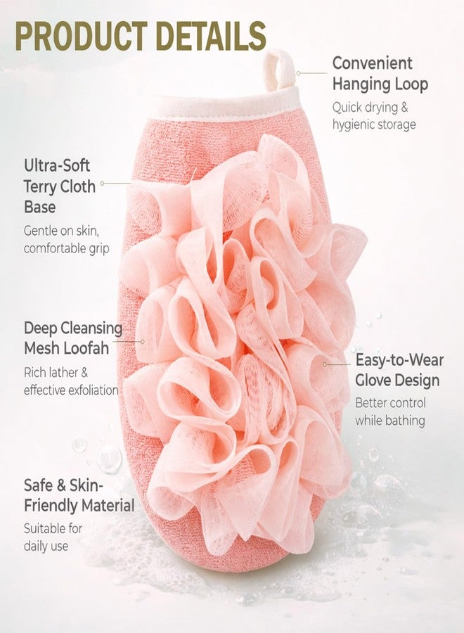 SYGA 2-in-1 Skin-Friendly Bath Towel Flower Scrub Gloves Foaming Clean Bath Sponge Double-Sided Bath Tub Body Shower Scrub (Pink) - Image 3