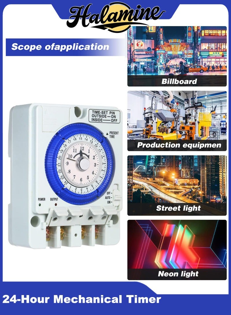 Halamine 24-Hour Mechanical Timer White/Blue - Image 1