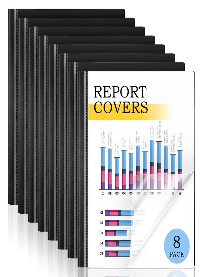 Coidea 8 Pack Report Covers, COIDEA Report Covers with 3-Prong Fasteners, Presentation Folders for A4 and Letter Size Paper, Clear Front Report Covers Binder Bulk for School Business, 100 Sheet Capacity - Image 1