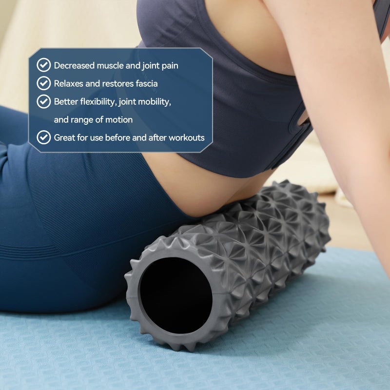Zmarthumb Foam Roller - 15 inch Deep Tissue Massager for Muscle Massage, Myofascial Trigger Point Release, Exercise, Yoga, Pilates & Stretching(Gray) - Image 4