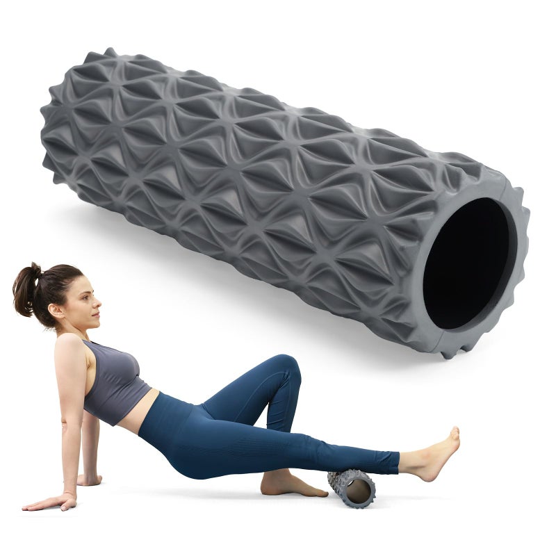 Zmarthumb Foam Roller - 15 inch Deep Tissue Massager for Muscle Massage, Myofascial Trigger Point Release, Exercise, Yoga, Pilates & Stretching(Gray) - Image 1