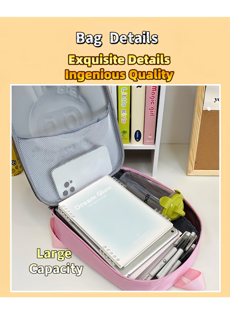 لابوبو حقيبة ظهر جديدة للأطفال من Labubu حقيبة صلبة لرياض الأطفال مصنوعة من مادة EVA حقيبة مدرسية للأولاد والبنات بسعة كبيرة 30*25*7 سم - Image 3