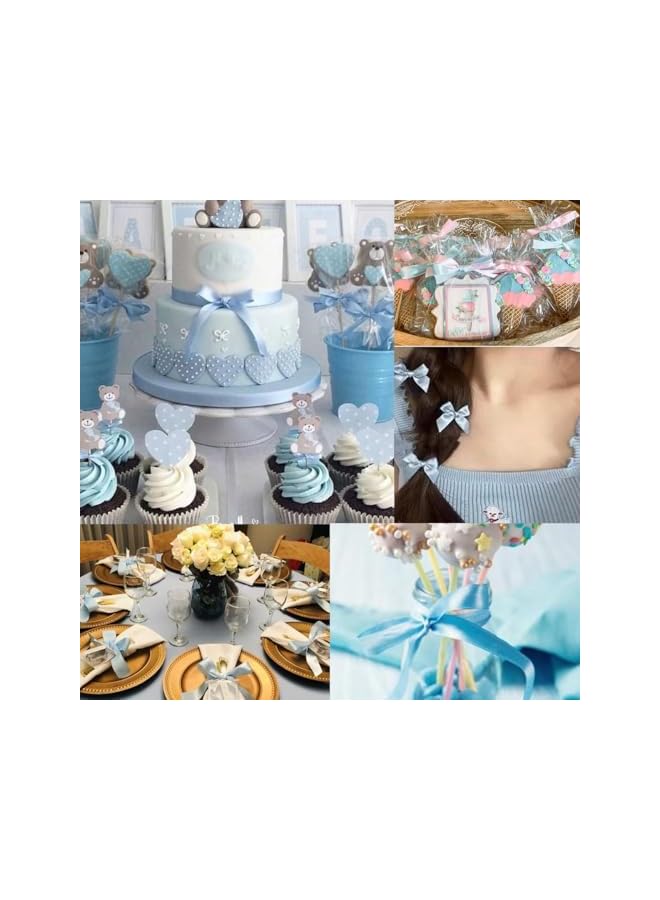 The Bros Pale Blue Satin Ribbon 10mm - 22M for Hair, Cake, Balloons, Easter, Wedding & Birthday Decor - Soft & Durable Polyester Fabric - Ideal for Crafting & Party Use - Image 3