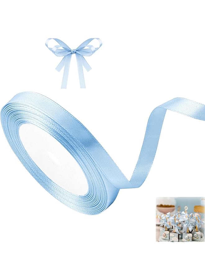 The Bros Pale Blue Satin Ribbon 10mm - 22M for Hair, Cake, Balloons, Easter, Wedding & Birthday Decor - Soft & Durable Polyester Fabric - Ideal for Crafting & Party Use - Image 1