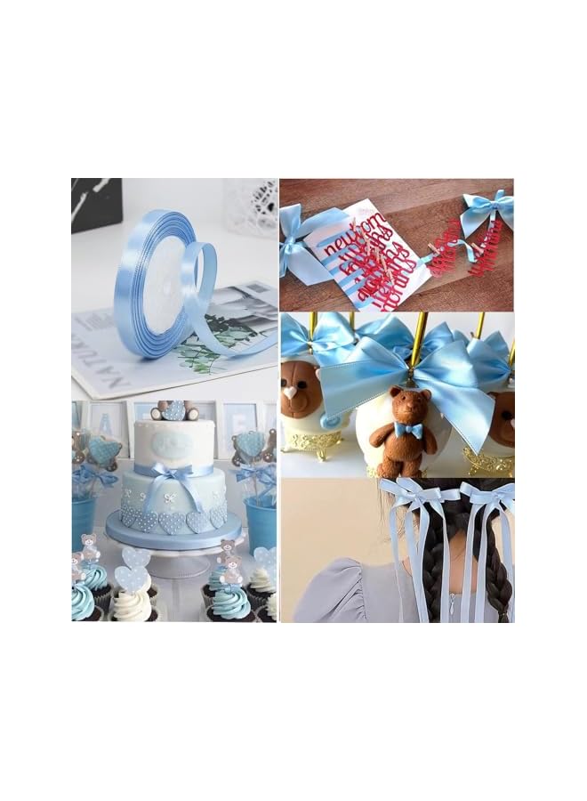 The Bros Pale Blue Satin Ribbon 10mm - 22M for Hair, Cake, Balloons, Easter, Wedding & Birthday Decor - Soft & Durable Polyester Fabric - Ideal for Crafting & Party Use - Image 2