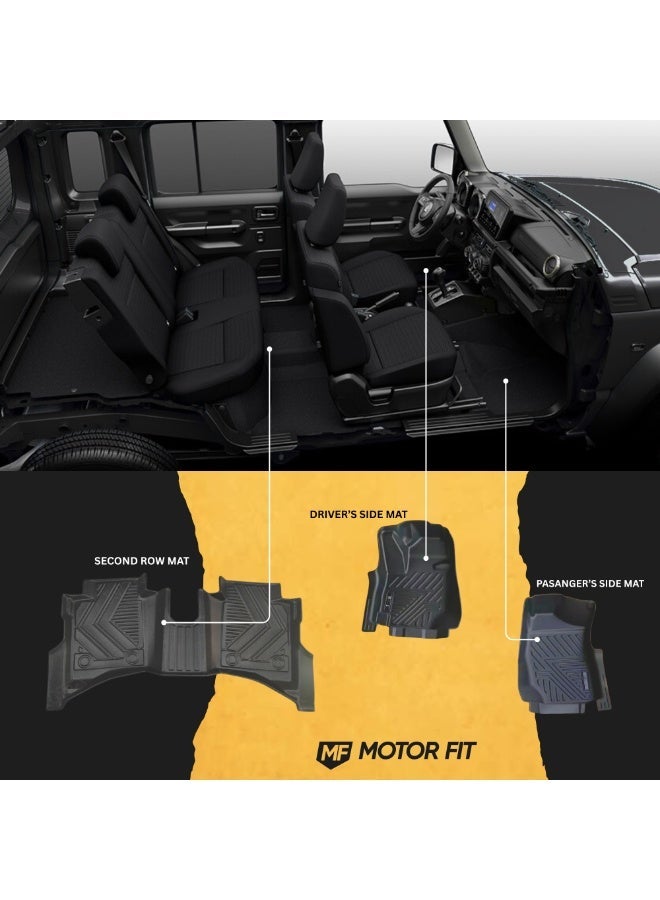 MOTOR FIT Floor Mats for Suzuki Jimny 5-Door 2018–2026 | All-Weather TPE Mats | Custom Fit 3D Design | Waterproof, Anti-Slip, Easy to Clean | Full Interior Protection - Image 4