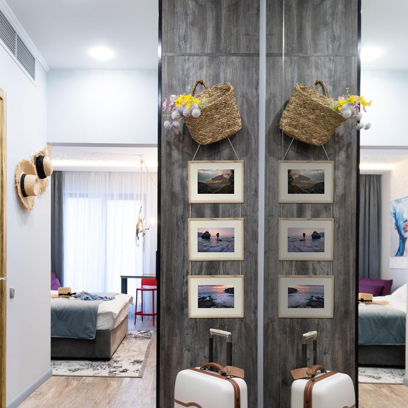 Veemoon Retro 7-inch Resin Triple Hanging Photo Frame with Vintage Rope Wall Mounted Combination Picture Holder for Home Décor - Image 5