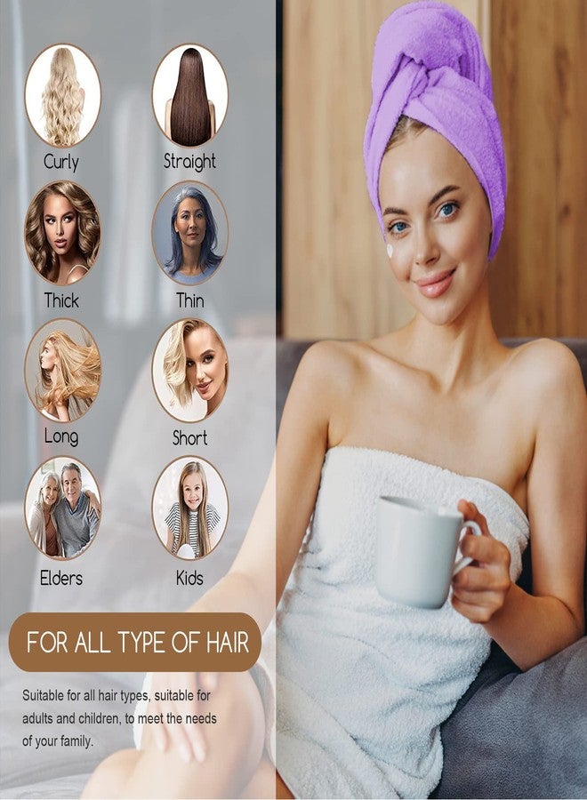 Jsdoin 3 Pack Hair Towel Wrap, Microfibre Wrap Hair Towel with Button Super Quick Absorbent Anti-Frizz Fast Dry Hair Caps Twist Turban for Girls and Women and Best for Long, Wet, Thick Hair - Image 5