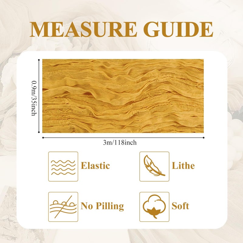 اسيم ASEE'M 6PCS Table Runner Cheesecloth 10ft Gold Boho Gauze Fabric Rustic Chees Chees Clother - Image 2