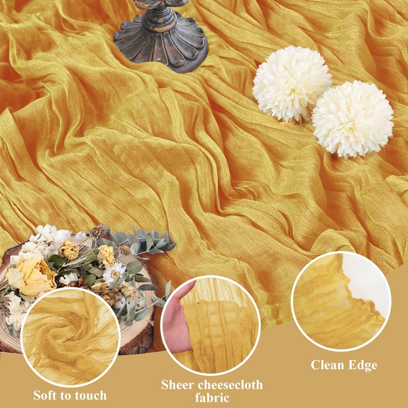 اسيم ASEE'M 6PCS Table Runner Cheesecloth 10ft Gold Boho Gauze Fabric Rustic Chees Chees Clother - Image 3