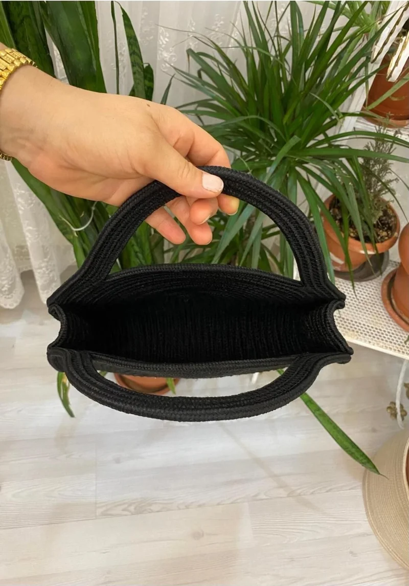 بدز ديري BDZ Leather Rose' Mini Clutch Bag Jute Decorative Women's Bag, Bohemian Style Bag