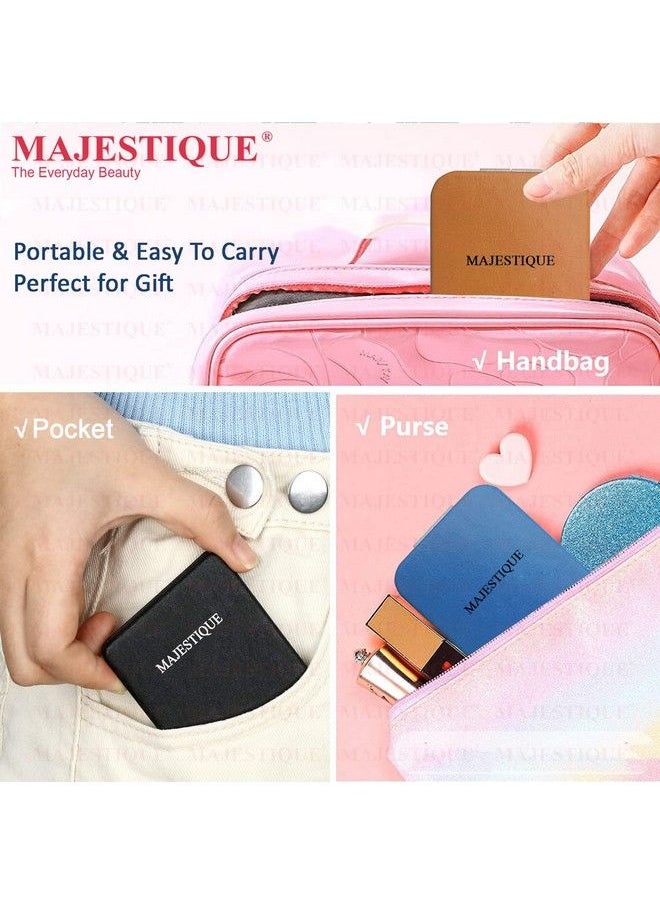 MAJESTIQUE Compact Hand Mirror For Women Men And Girls Multicolor Travel Makeup Mirrors For Handbag And Pocket Mirror For Girls Mini Mirror Portable Doublesided Mirror Blue  - Image 5