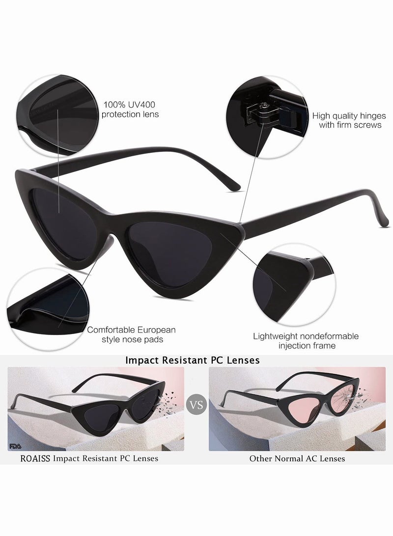 roaiss Women's Cat Eye Sunglasses, UV400 Protection Sunglasses with Black   Frame, Fashion Anti-glare Sun Shades for Women with Glasses Case, 34mm, Grey Lens - Image 4